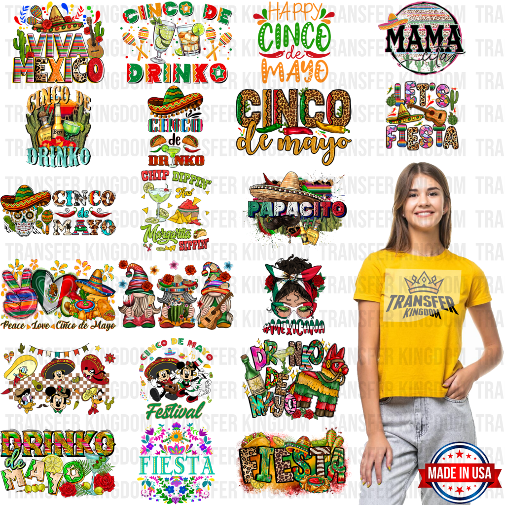 Cinco De Mayo Premade Gang Sheet - 20 Pcs 10 Inch (Bundle 4)