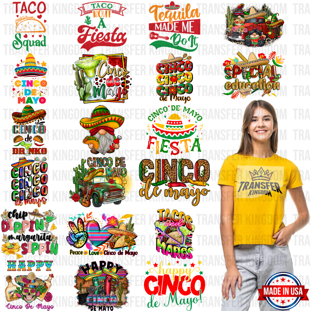 Cinco De Mayo Premade Gang Sheet - 20 Pcs 10 Inch (Bundle 5)