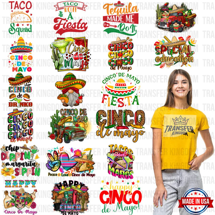 Cinco De Mayo Premade Gang sheet - 20 PCS 10 INCH (Bundle 5)