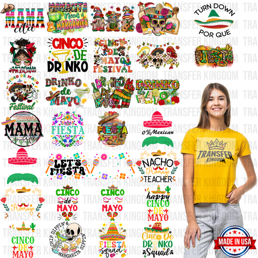 Cinco De Mayo Premade Gang Sheet - 30 Pcs 10 Inch (Bundle 1)