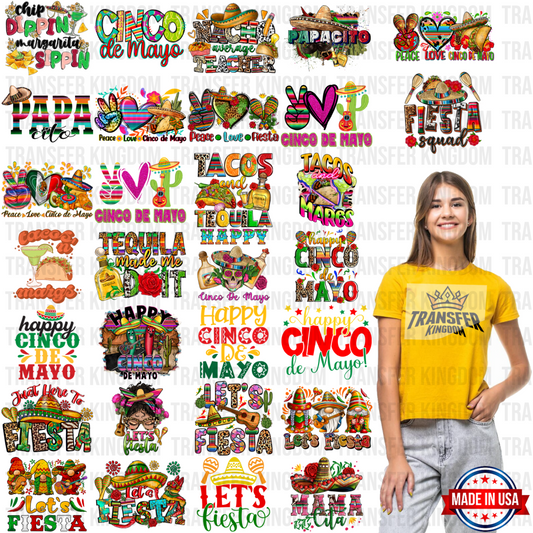 Cinco De Mayo Premade Gang Sheet - 30 Pcs 10 Inch (Bundle 2)