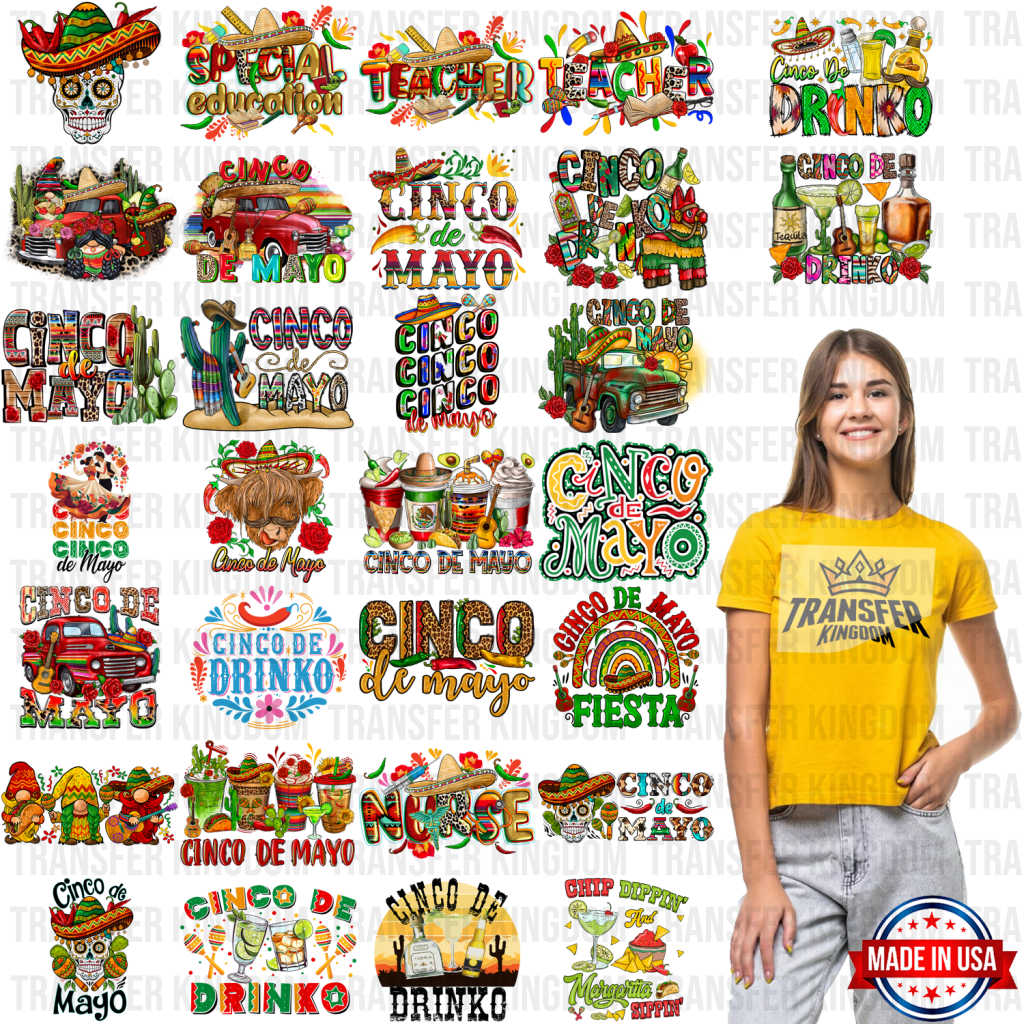 Cinco De Mayo Premade Gang Sheet - 30 Pcs 10 Inch (Bundle 3)