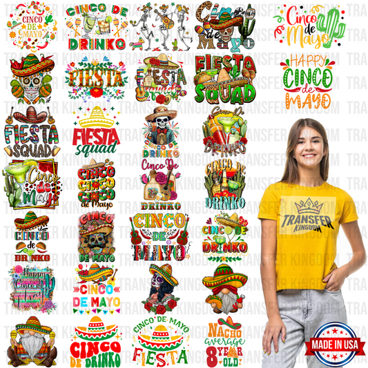 Cinco De Mayo Premade Gang Sheet - 30 Pcs 10 Inch (Bundle 4)