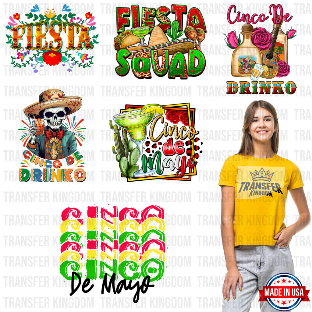 Cinco De Mayo Premade Gang Sheet - 6 Pcs 10 Inch (Bundle 1)