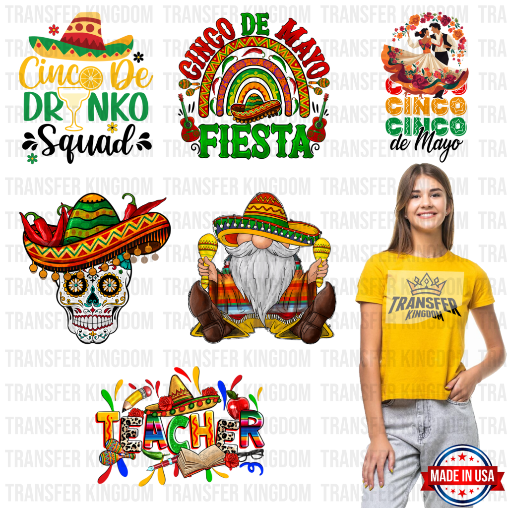 Cinco De Mayo Premade Gang Sheet - 6 Pcs 10 Inch (Bundle 3)