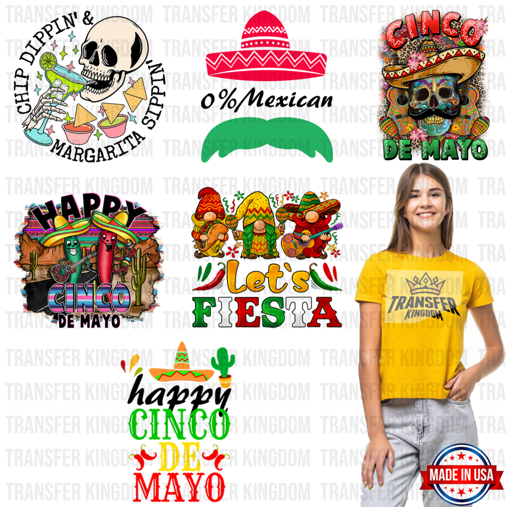 Cinco De Mayo Premade Gang Sheet - 6 Pcs 10 Inch (Bundle 4)