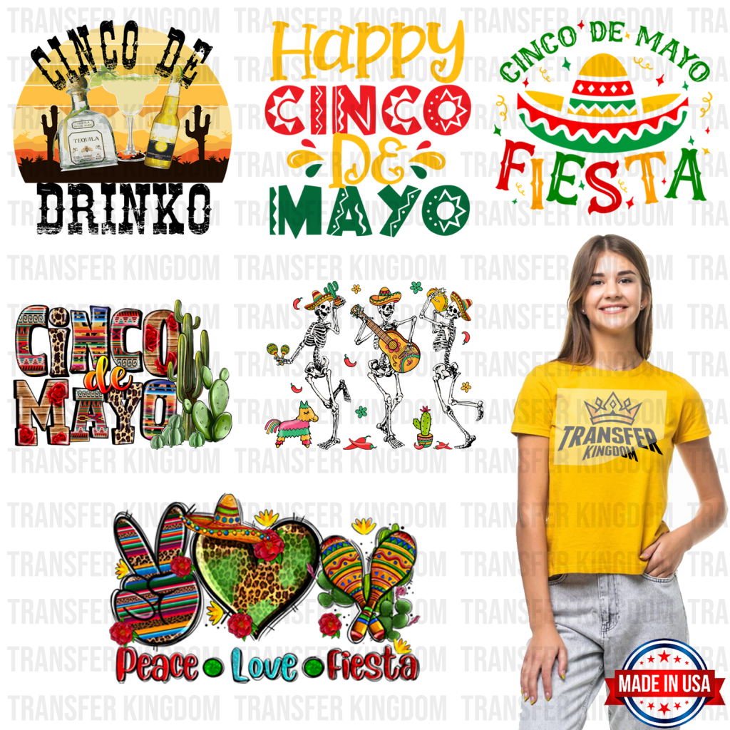 Cinco De Mayo Premade Gang Sheet - 6 Pcs 10 Inch (Bundle 5)