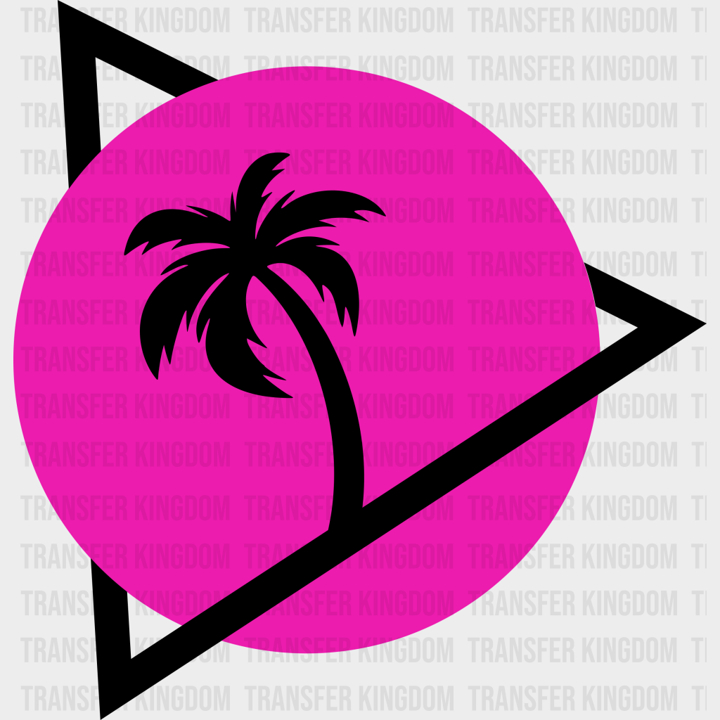 Circle Purple Palm Tree Summer Uv Dtf Transfer Cup Wrap Sticker