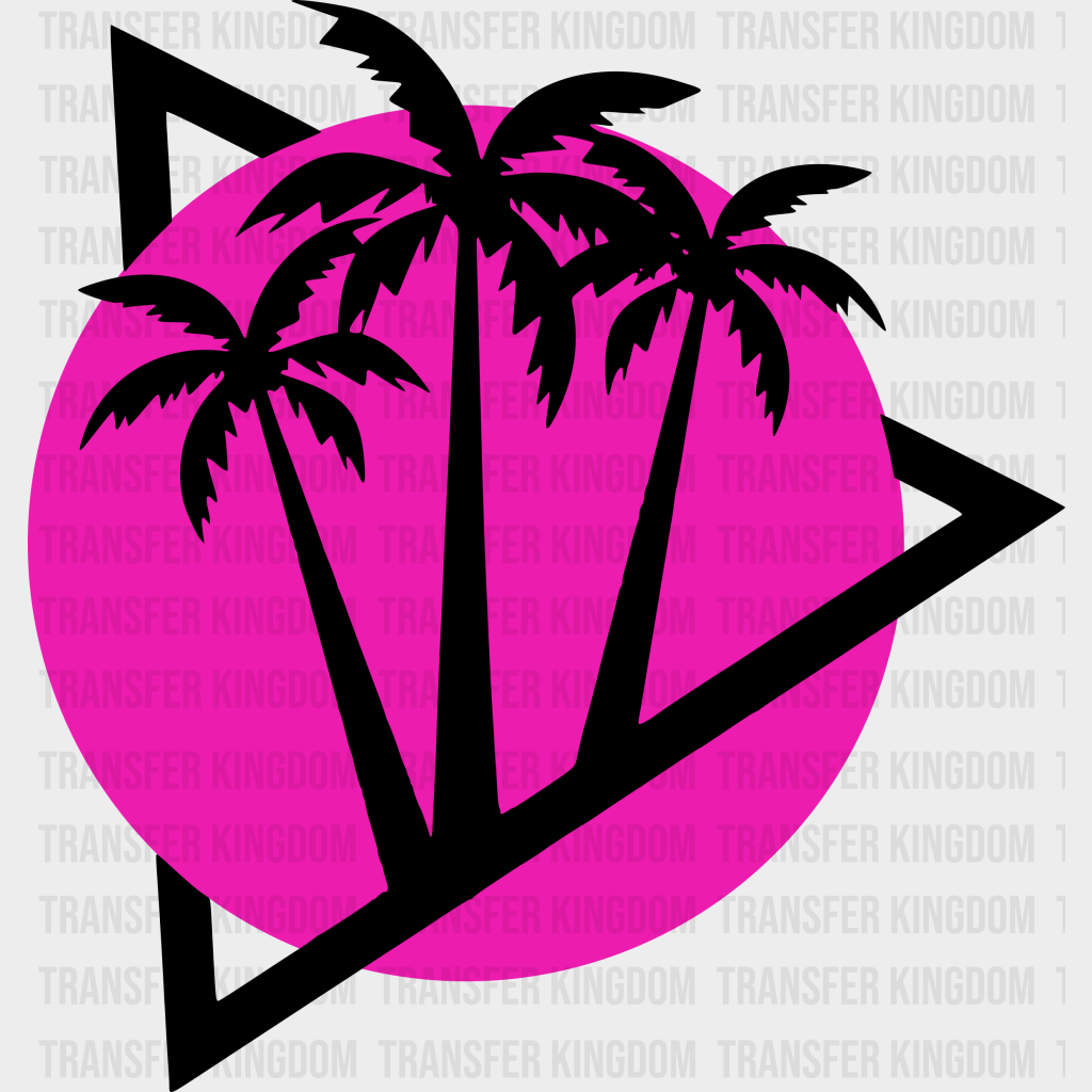 Circle Purple Palm Trees Summer Uv Dtf Transfer Cup Wrap Sticker