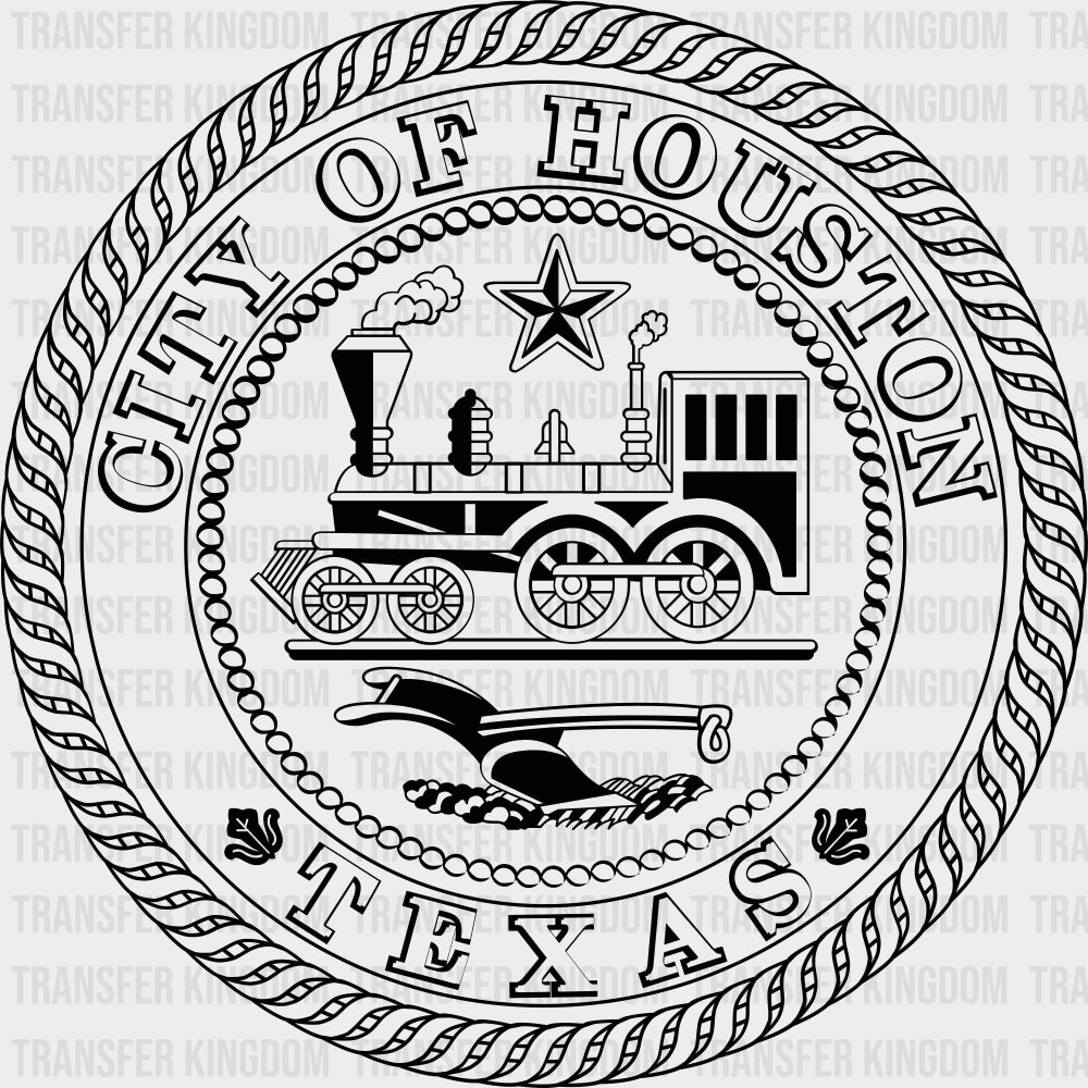 City Of Houston Texas B&W - States & Cities DTF Transfers Adult Unisex - S & M (10’’) / Dark Color Design (See Imaging)