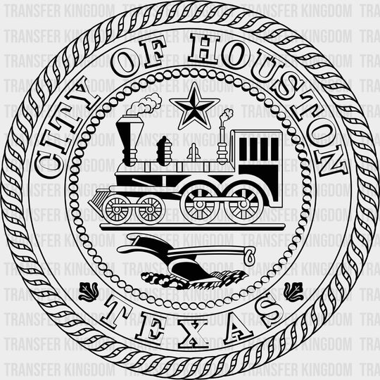 City Of Houston Texas B&W - States & Cities DTF Transfers Adult Unisex - S & M (10’’) / Dark Color Design (See Imaging)