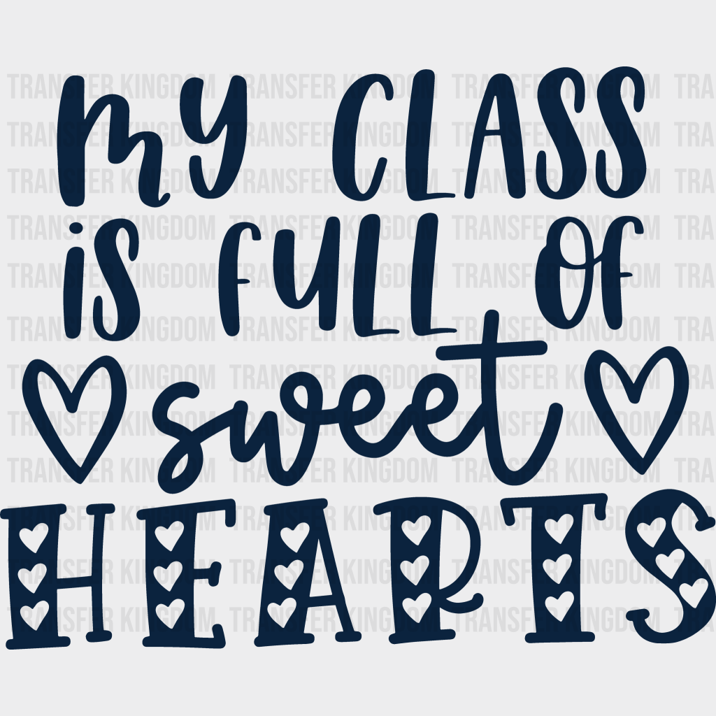 Class Full Of Sweethearts Valentines Day Design - Dtf Heat Transfer Unisex S & M ( 10 ) / Dark Color