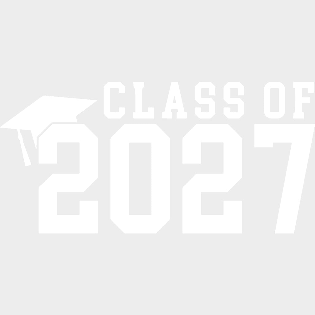 Class Of 2027 Cap B&W - Senior DTF Transfers - Adult Unisex - S & M (10’’) / Light Color Design (See Imaging)