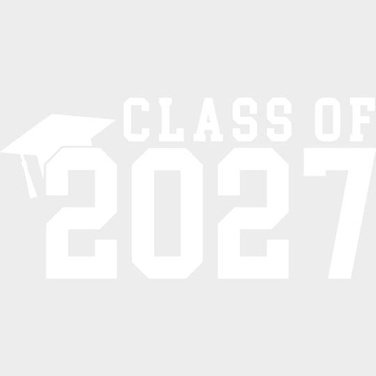 Class Of 2027 Cap B&W - Senior DTF Transfers - Adult Unisex - S & M (10’’) / Light Color Design (See Imaging)