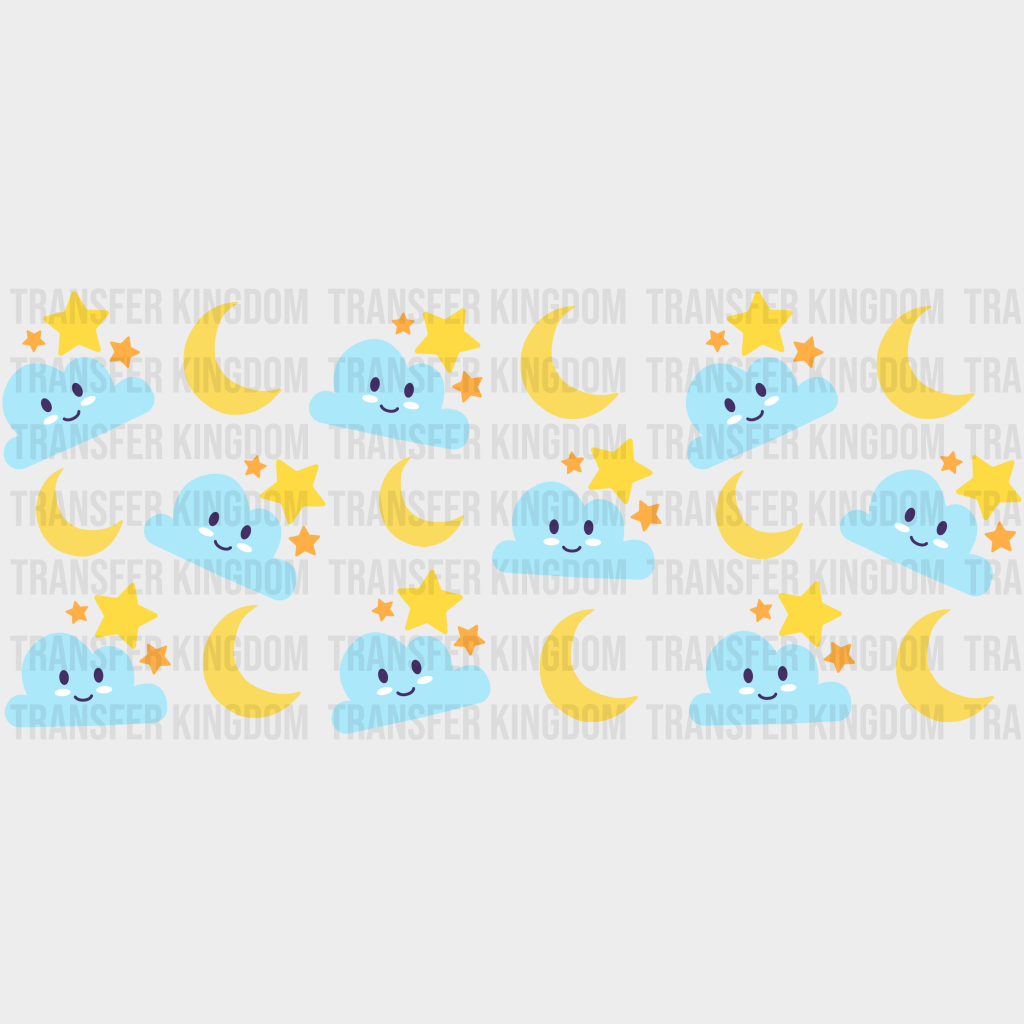 Cloud And Moon Uv Dtf Transfer Cup Wrap Sticker