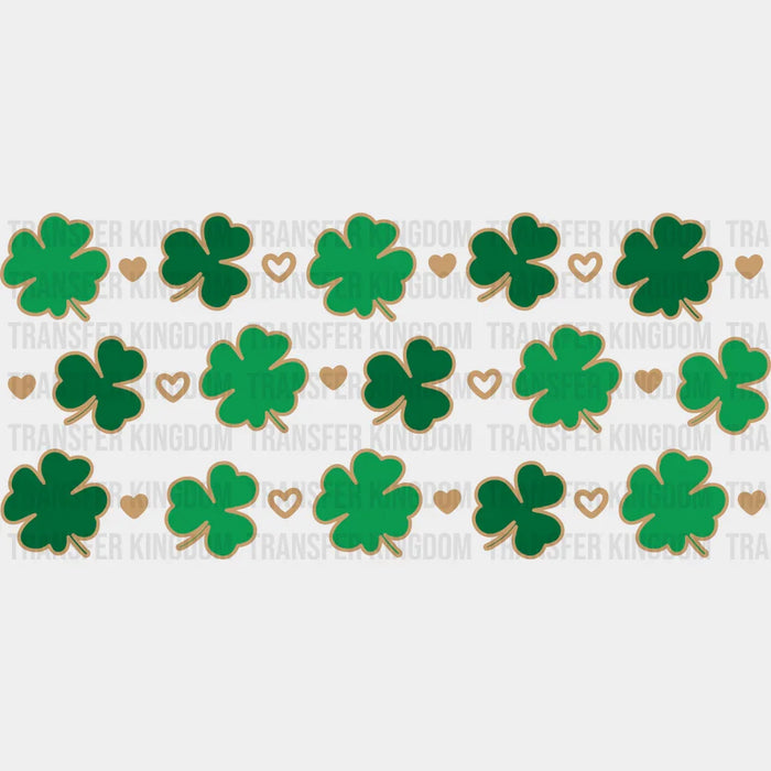 Clover Gold Outline - St Patrick Cup Wrap UV Sticker Permanent UV DTF Decal
