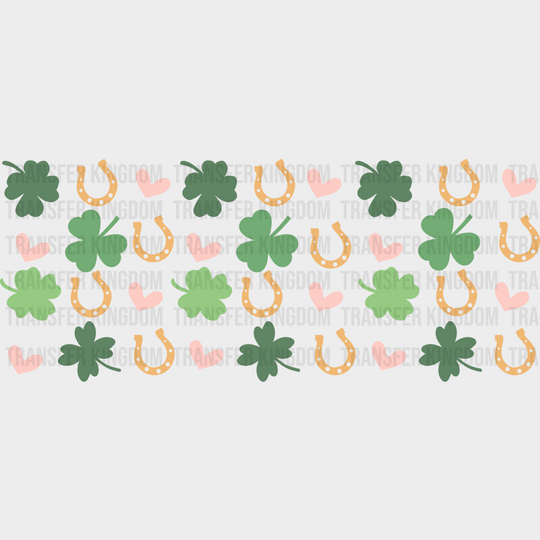 Clover Horseshoe Heart - St Patrick Cup Wrap Uv Sticker Permanent Dtf Decal