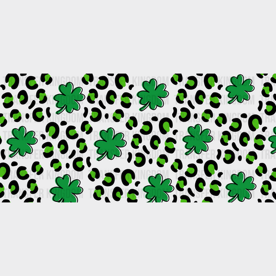 Clover Leopard Print - St Patrick Cup Wrap Uv Sticker Permanent Dtf Decal