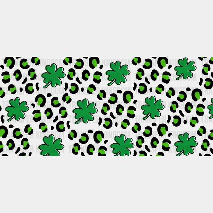 Clover Leopard Print - St Patrick Cup Wrap UV Sticker Permanent UV DTF Decal