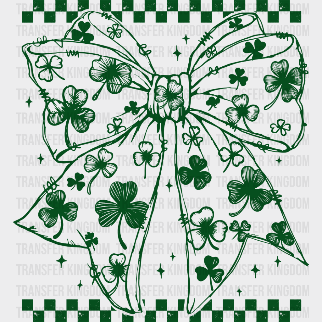 Clover Patterned Clover - St. Patrick’s Day DTF Transfer Adult Unisex - S & M (10’’) / Green Color Design (See Imaging)