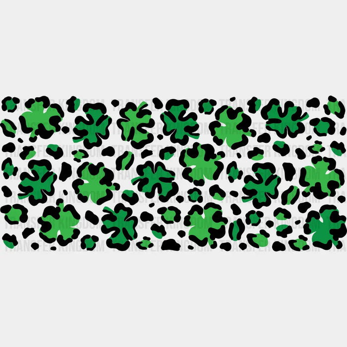 Clover With Leopard Print - St Patrick Cup Wrap UV Sticker Permanent UV DTF Decal