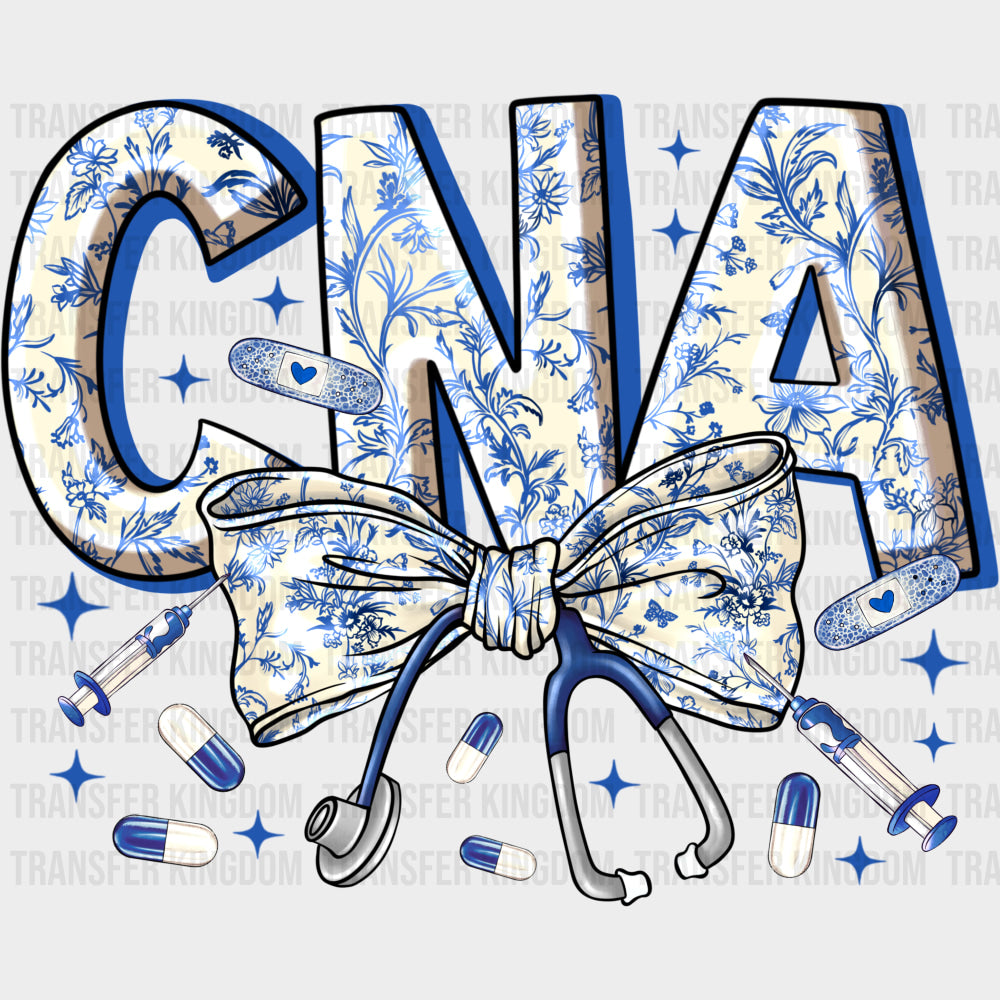 CNA Blue Ribbon & Stethoscope - CNA DTF Transfers