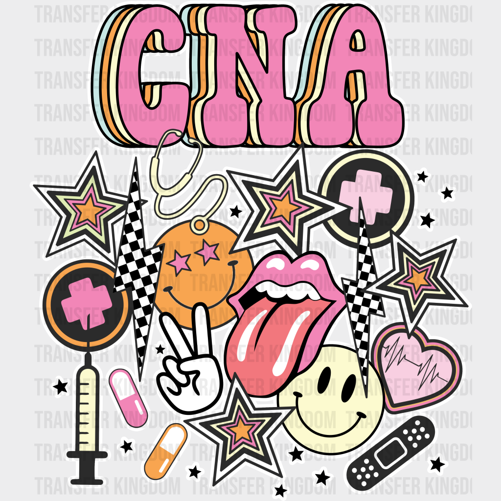 Cna Smiles Face Lips Design - Dtf Heat Transfer Unisex S & M (10’’) / Light Color See Imaging