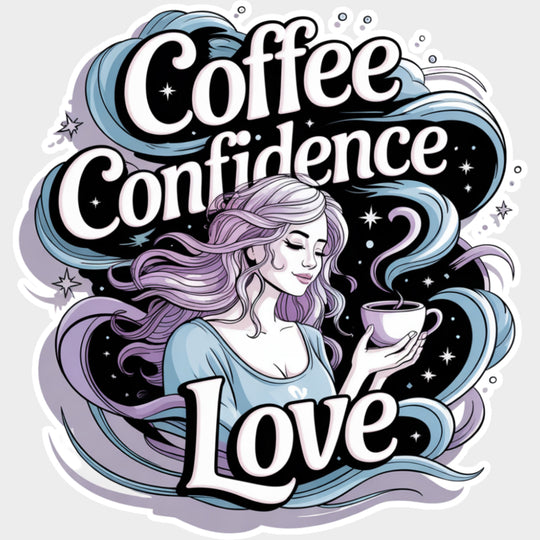 Coffee Confidence Love Girl - Quotes DTF Transfers Adult Unisex - S & M (10’’) / Light Color Design (See Imaging)