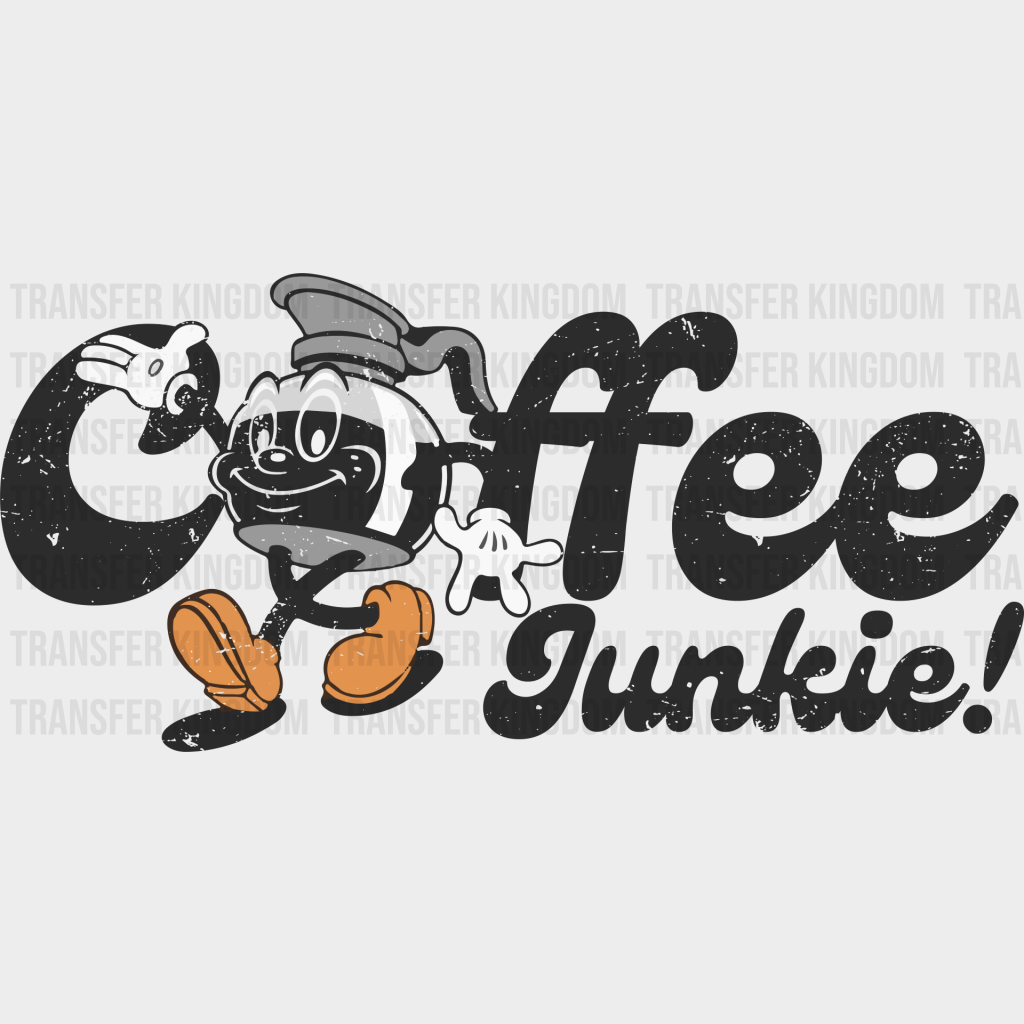 Coffee Junkie - Dtf Transfer Unisex S & M (10’’) / Dark Color Design See Imaging