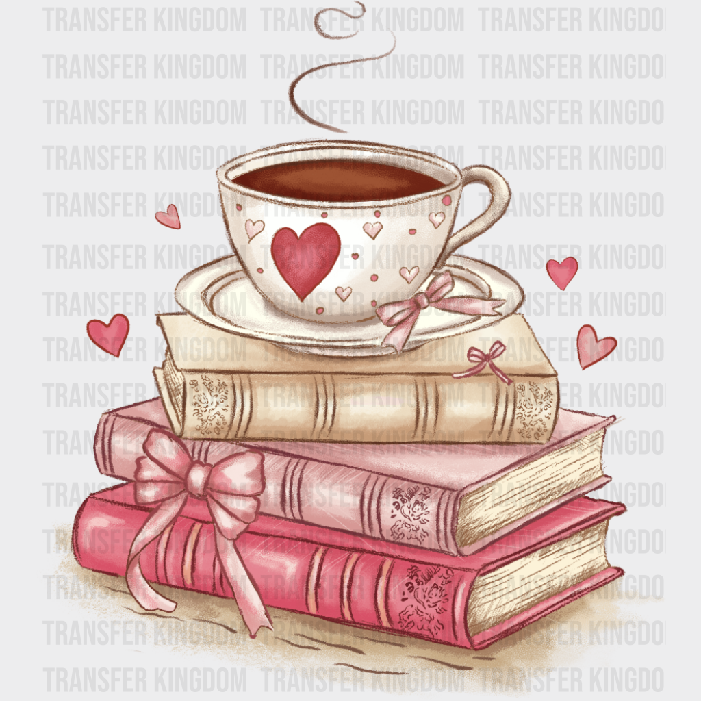 Coffee On Top Of Books - Valentine’s Day DTF Transfer