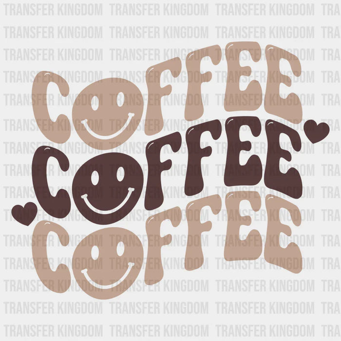 Coffee Smiley Wavy Design - DTF heat transfer