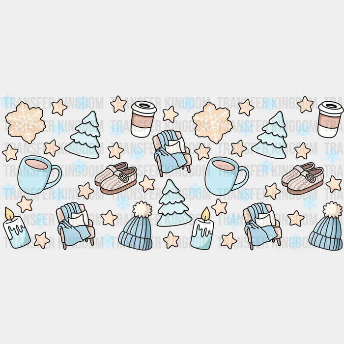 Coffee Snowflakes Stars - Winter Cup Wrap UV Sticker Permanent UV DTF Decal