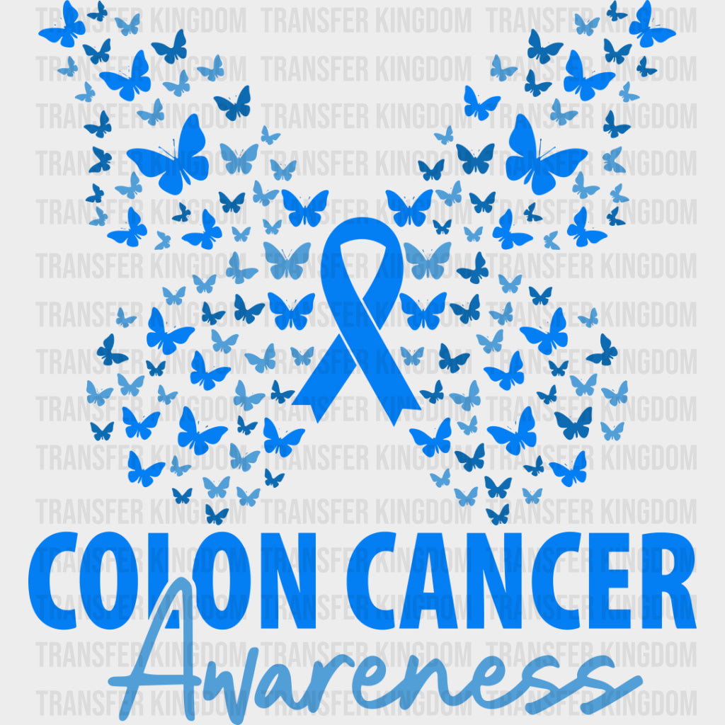 Colon Cancer Awareness Butterflies & Ribbon - Colon Cancer DTF Transfers