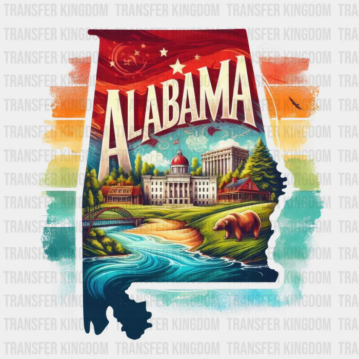Colorful Alabama State Design - State & Cities DTF Heat Transfer