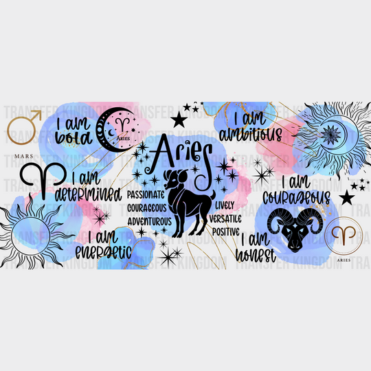 Colorful Aries Sign - Zodiac Cup Wrap Uv Sticker Permanent Dtf Decal