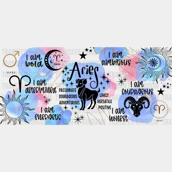 Colorful Aries Sign - Zodiac Cup Wrap UV Sticker Permanent UV DTF Decal
