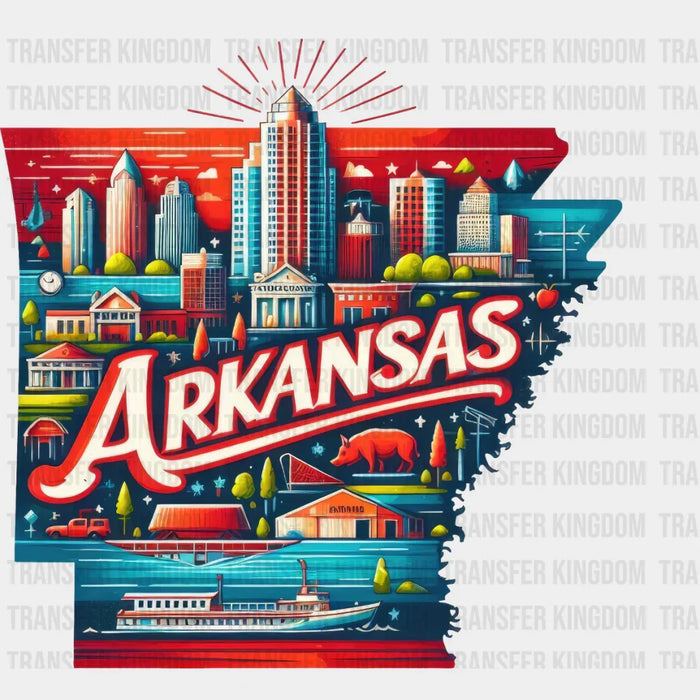 Colorful Arkansas State Design - State & Cities DTF Heat Transfer