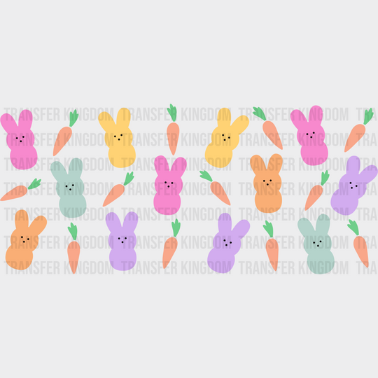 Colorful Bunnies And Carrots - Easter Cup Wrap Uv Sticker Permanent Dtf Decal