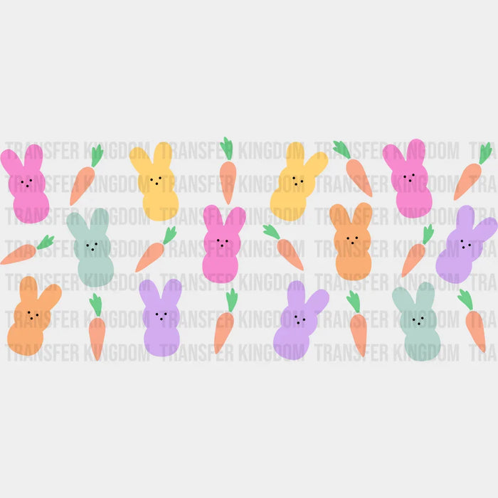 Colorful Bunnies And Carrots - Easter Cup Wrap UV Sticker Permanent UV DTF Decal