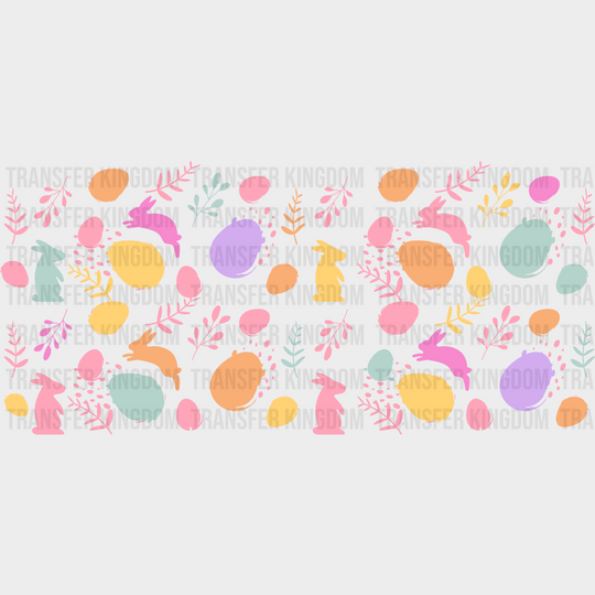 Colorful Bunnies And Easter Eggs - Cup Wrap Uv Sticker Permanent Dtf Decal