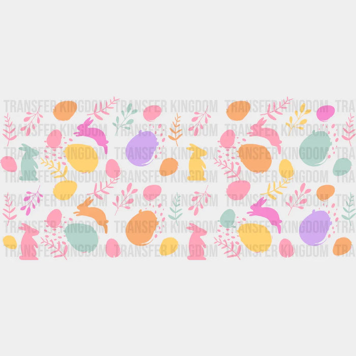 Colorful Bunnies And Easter Eggs - Easter Cup Wrap UV Sticker Permanent UV DTF Decal