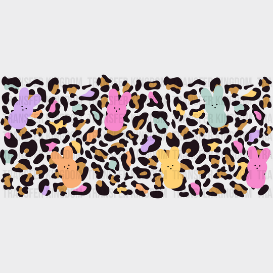 Colorful Bunnies Leopard Print - Easter Cup Wrap Uv Sticker Permanent Dtf Decal