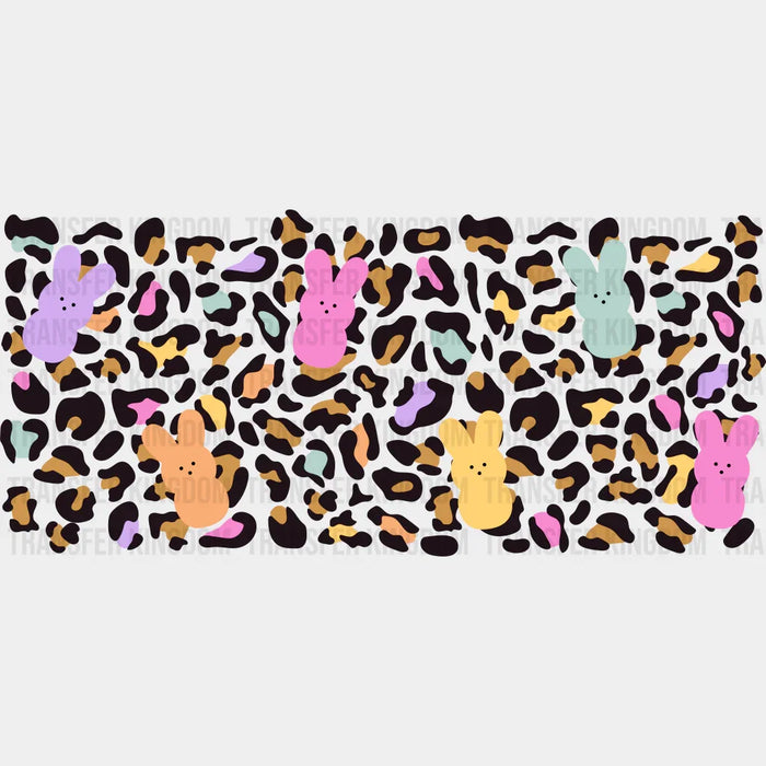 Colorful Bunnies Leopard Print - Easter Cup Wrap UV Sticker Permanent UV DTF Decal