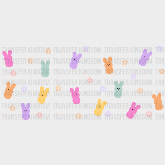 Colorful Bunny And Flowers - Easter Cup Wrap Uv Sticker Permanent Dtf Decal