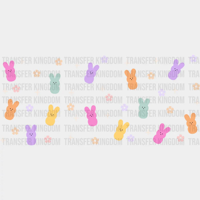 Colorful Bunny And Flowers - Easter Cup Wrap UV Sticker Permanent UV DTF Decal