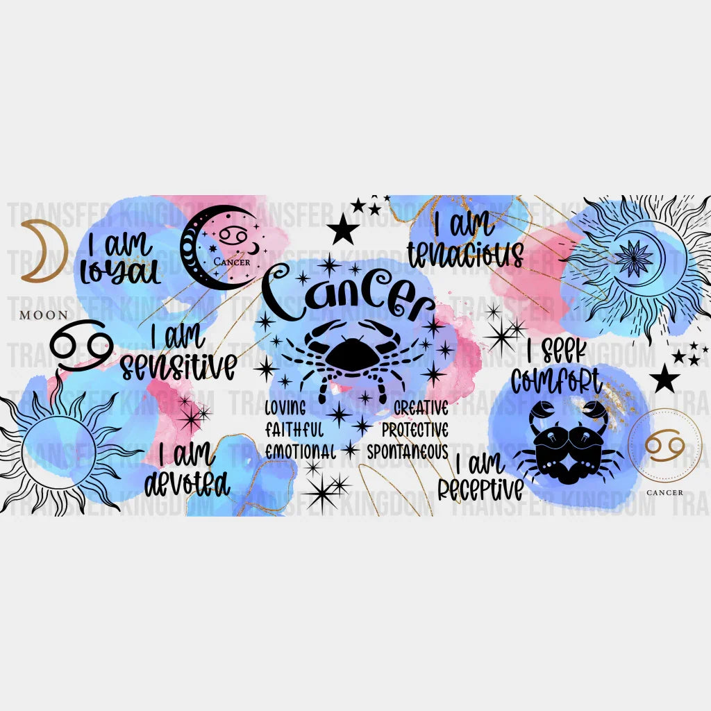 Customizable Cancer Sign Colorful Cancer Sign - Zodiac Cup Wrap UV Sticker Permanent UV DTF Dec ...