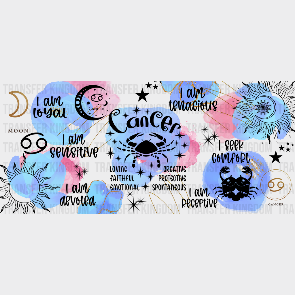 Colorful Cancer Sign - Zodiac Cup Wrap Uv Sticker Permanent Dtf Decal