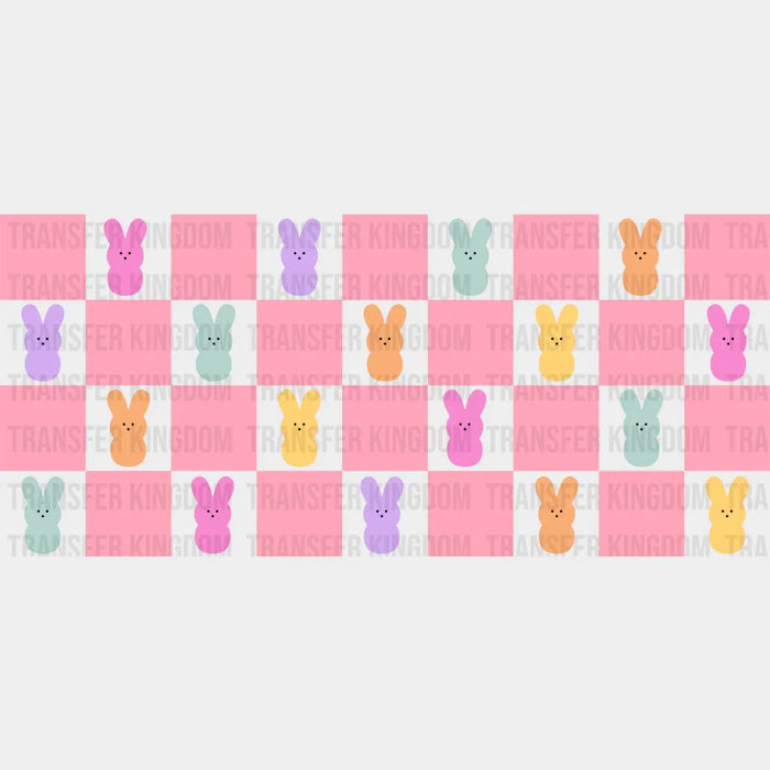 Colorful Checkered Bunny Design - Easter Cup Wrap UV Sticker Permanent UV DTF Decal