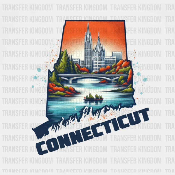 Colorful Connecticut State Design - State & Cities DTF Heat Transfer