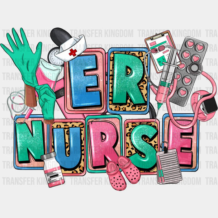 Colorful Er Nurse Design - Er Nurse DTF Heat Transfer